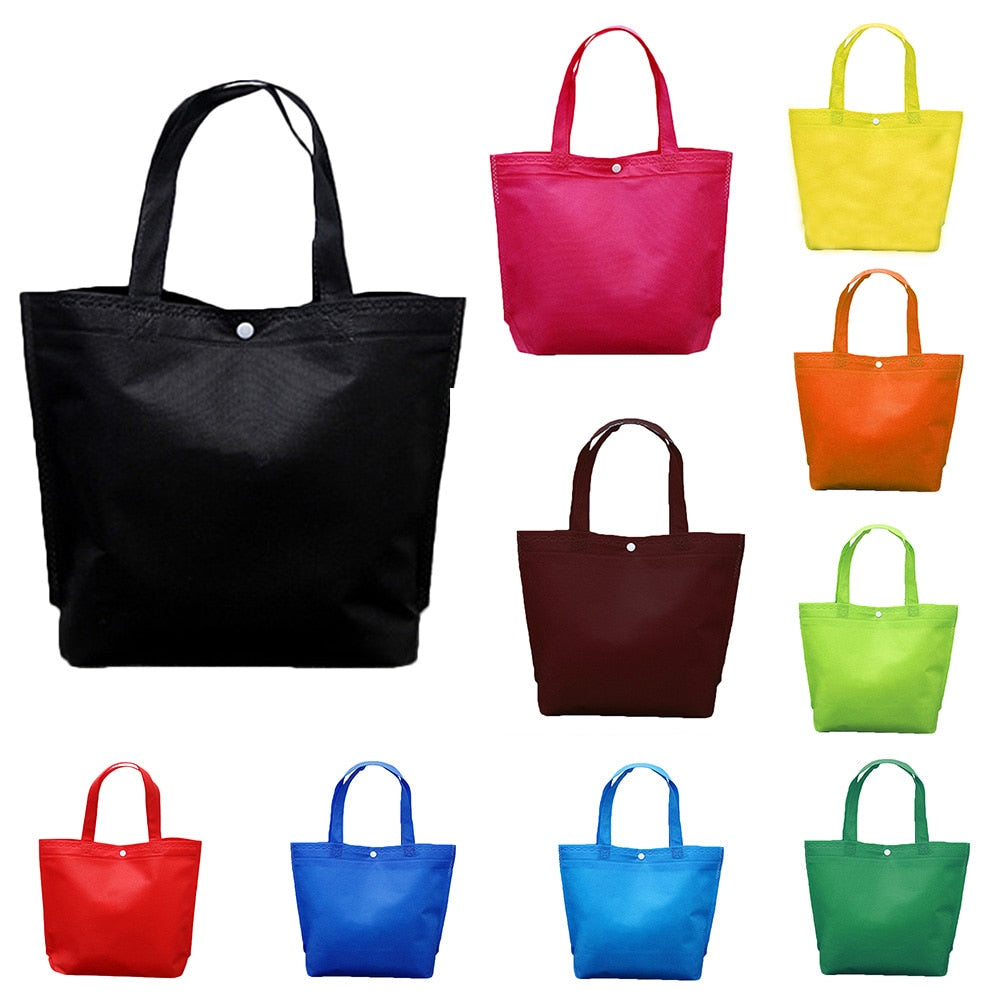 Durable Reusable Non-Woven Button Shopping Bags 2019 Large Capacity Foldable Tote Pouch Handbag Travel Storage Grocery Eco Bags