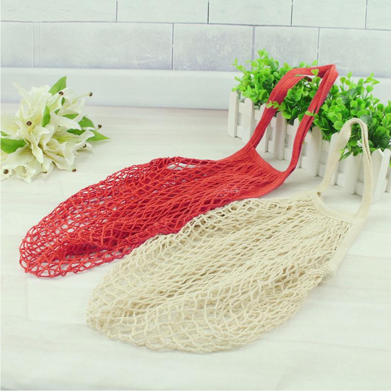 Mesh Net Shopping Bag Reusable Grocery Bag Eco Friendly Woven Cotton Bag Totes Fruit Storage Handbag Casual Handbag One Piece