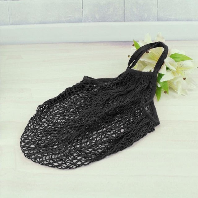 Mesh Net Shopping Bag Reusable Grocery Bag Eco Friendly Woven Cotton Bag Totes Fruit Storage Handbag Casual Handbag One Piece