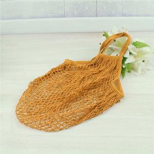 Mesh Net Shopping Bag Reusable Grocery Bag Eco Friendly Woven Cotton Bag Totes Fruit Storage Handbag Casual Handbag One Piece