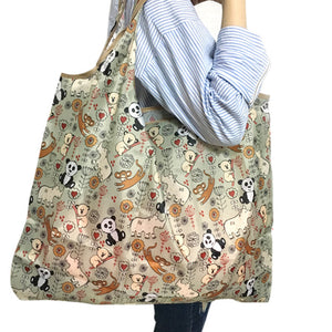 Reusable Foldable Shopping Bag Eco Floral Tote Handbag  Convenient Storage Bags Large Capacity Portable Shoulder Bags